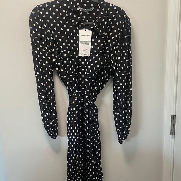 Zara Navy and White Polka Dot Long Sleeve Dress - Picture 1 of 3